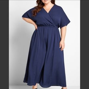 Modcloth Arrive and Thrive Navy wide leg jumpsuit